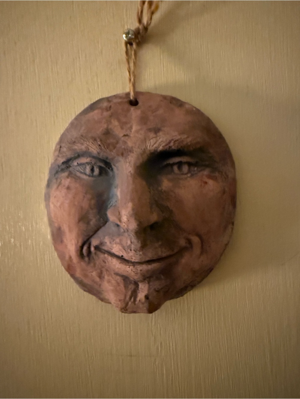 Handcrafted Smiling Moon Wall Art - Rustic Brown Home Accent